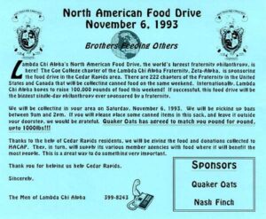 LCA North America Food Drive flyer